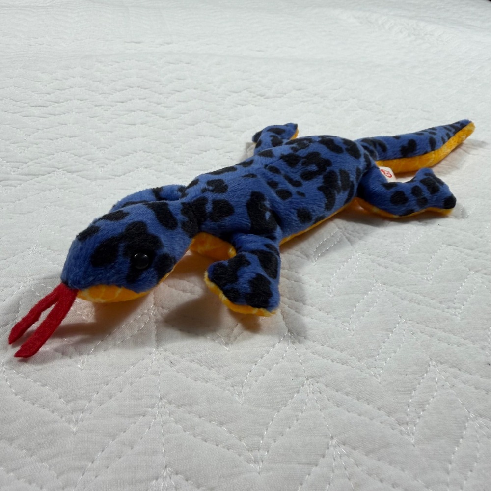 Ty Beanie Babies Lizzy the Lizard Blue Black Spots Plush Toy 1995 No tag